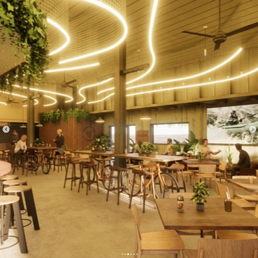 Kobop inside Väsen Brewing — patio at night